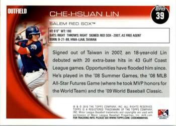 2010 Topps Pro Debut #39 Che-Hsuan Lin Back