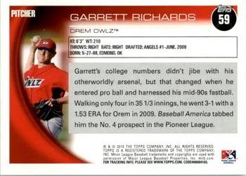 2010 Topps Pro Debut #59 Garrett Richards Back