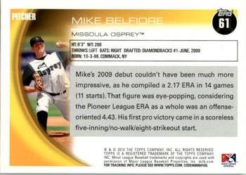 2010 Topps Pro Debut #61 Mike Belfiore Back