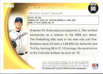 2010 Topps Pro Debut #80 Rex Brothers Back
