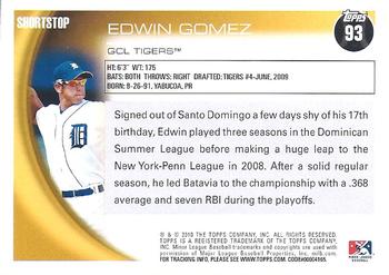 2010 Topps Pro Debut #93 Edwin Gomez Back