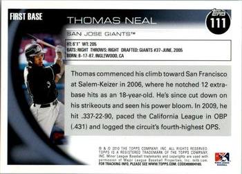 2010 Topps Pro Debut #111 Thomas Neal Back