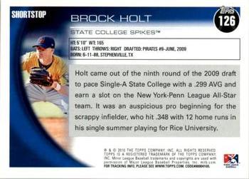2010 Topps Pro Debut #126 Brock Holt Back