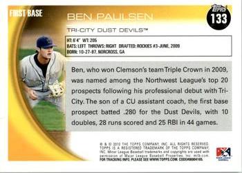 2010 Topps Pro Debut #133 Ben Paulsen Back