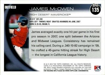 2010 Topps Pro Debut #135 James McOwen Back