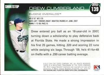 2010 Topps Pro Debut #139 Drew Cumberland Back