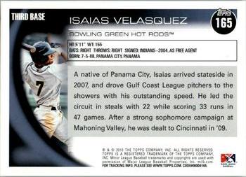 2010 Topps Pro Debut #165 Isaias Velasquez Back