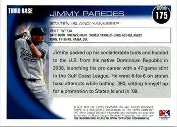 2010 Topps Pro Debut #175 Jimmy Paredes Back