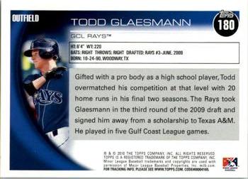 2010 Topps Pro Debut #180 Todd Glaesmann Back