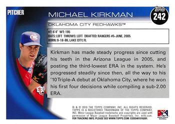 2010 Topps Pro Debut #242 Michael Kirkman Back