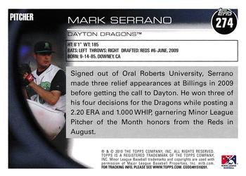2010 Topps Pro Debut #274 Mark Serrano Back