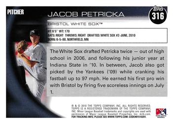 2010 Topps Pro Debut #316 Jacob Petricka Back