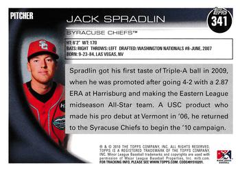 2010 Topps Pro Debut #341 Jack Spradlin Back