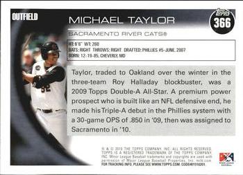 2010 Topps Pro Debut #366 Michael Taylor Back