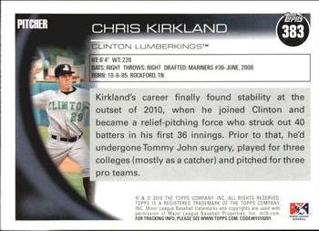 2010 Topps Pro Debut #383 Chris Kirkland Back