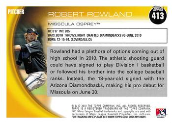 2010 Topps Pro Debut #413 Robby Rowland Back