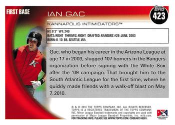2010 Topps Pro Debut #423 Ian Gac Back