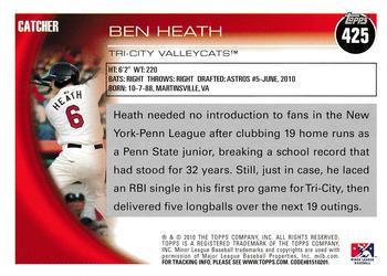 2010 Topps Pro Debut #425 Ben Heath Back
