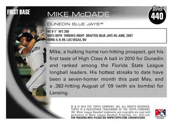 2010 Topps Pro Debut #440 Mike McDade Back