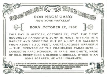 2010 Topps Allen & Ginter - This Day in History #TDH19 Robinson Cano Back