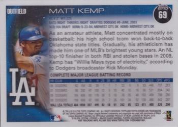 2010 Topps Chrome #69 Matt Kemp Back