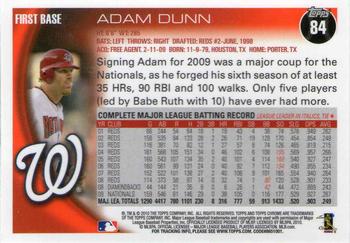 2010 Topps Chrome #84 Adam Dunn Back