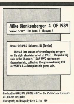 1989 Wichita State Shockers #NNO Mike Blankenberger Back