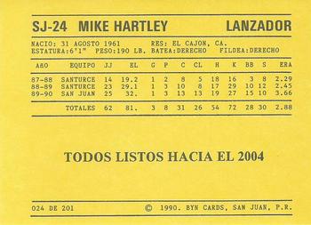 1989-90 BYN Puerto Rican Winter League #24 Mike Hartley Back