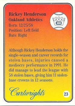 1992 Cartwrights Players Choice #23 Rickey Henderson Back