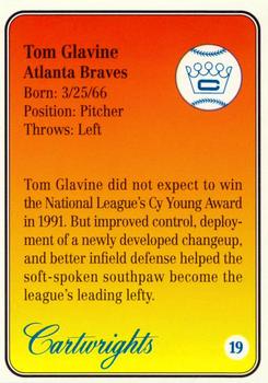 1992 Cartwrights Players Choice #19 Tom Glavine Back