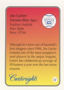 1992 Cartwrights Players Choice #37 Joe Carter Back
