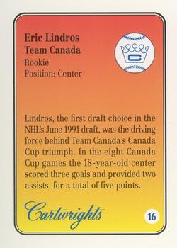 1992 Cartwrights Players Choice Silver #16 Eric Lindros Back