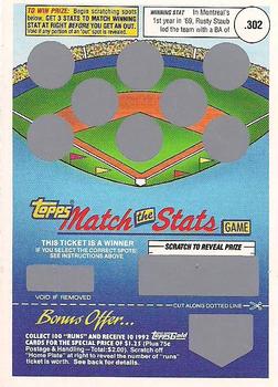 1992 Topps - Match the Stats Game #NNO Rusty Staub Front