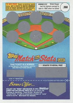 1992 Topps - Match the Stats Game #NNO Wade Boggs Front