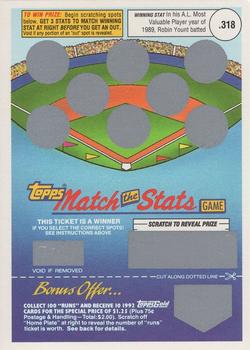 1992 Topps - Match the Stats Game #NNO Robin Yount Front