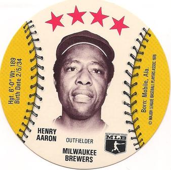 1976 Dairy Isle Discs #NNO Henry Aaron Front