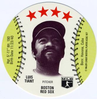 1977 Dairy Isle Discs #NNO Luis Tiant Front