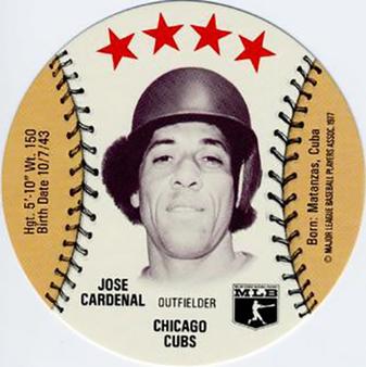 1977 Wendy's Discs #NNO Jose Cardenal Front