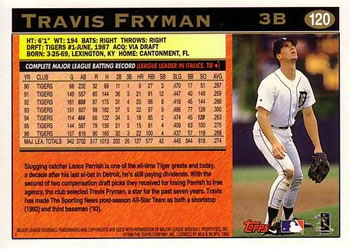 1997 Topps #120 Travis Fryman Back