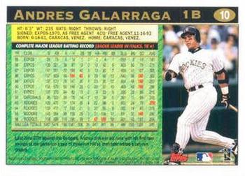 1997 Topps #10 Andres Galarraga Back