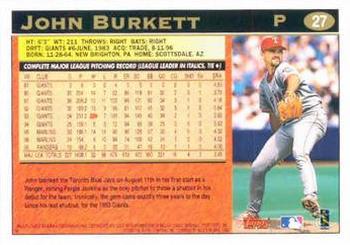 1997 Topps #27 John Burkett Back