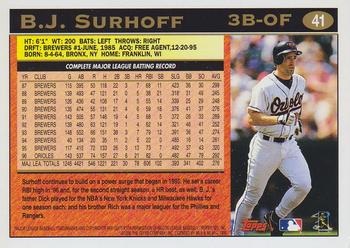 1997 Topps #41 B.J. Surhoff Back