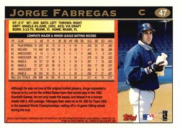 1997 Topps #47 Jorge Fabregas Back