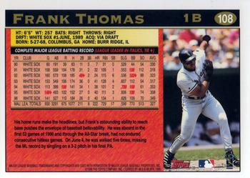1997 Topps #108 Frank Thomas Back