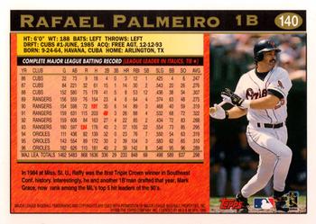 1997 Topps #140 Rafael Palmeiro Back