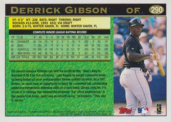 1997 Topps #290 Derrick Gibson Back