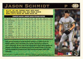 1997 Topps #383 Jason Schmidt Back