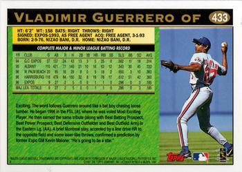 1997 Topps #433 Vladimir Guerrero Back