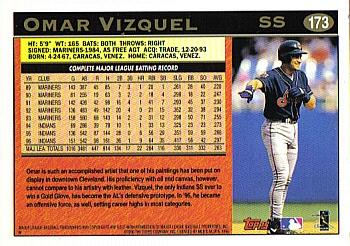 1997 Topps #173 Omar Vizquel Back
