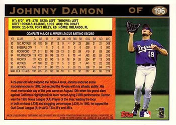 1997 Topps #196 Johnny Damon Back